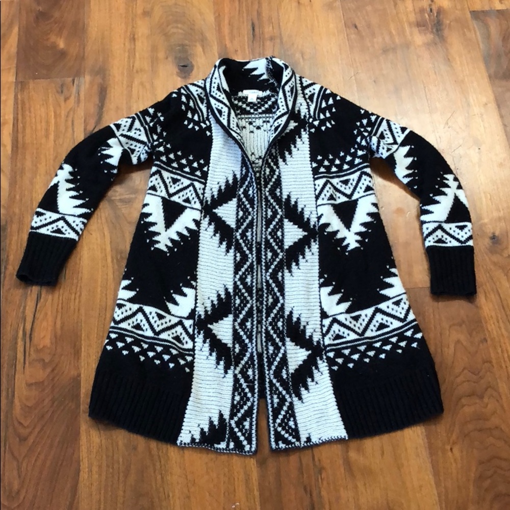 Caslon Tribal Print Long Sweater Cardigan